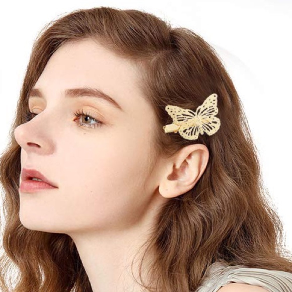 Romantic Gold Tone Butterfly Hair Clips Set of 4 - Picture 2 of 5